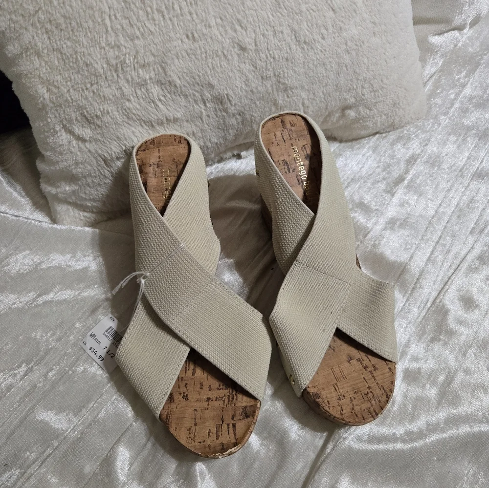 Elegant Cream Wedge Sandals NWT Size 7 1/2